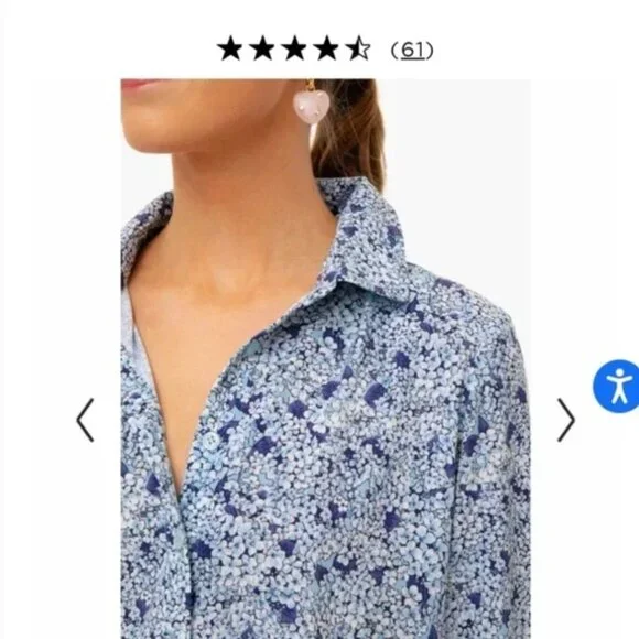 Tuckernuck Hayes Button Front Shirt Dress Blue Hydrangeas XXS